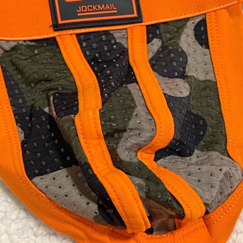 Jockmail Medium (27-30) Mens Camo Mesh Jockstrap Athletic Orange JM233 NEW‎
